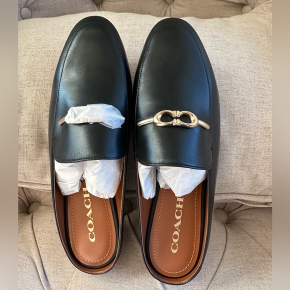 Coach black leather/gold buckle Sienna Leather Slide, size 7 - Picture 2 of 5